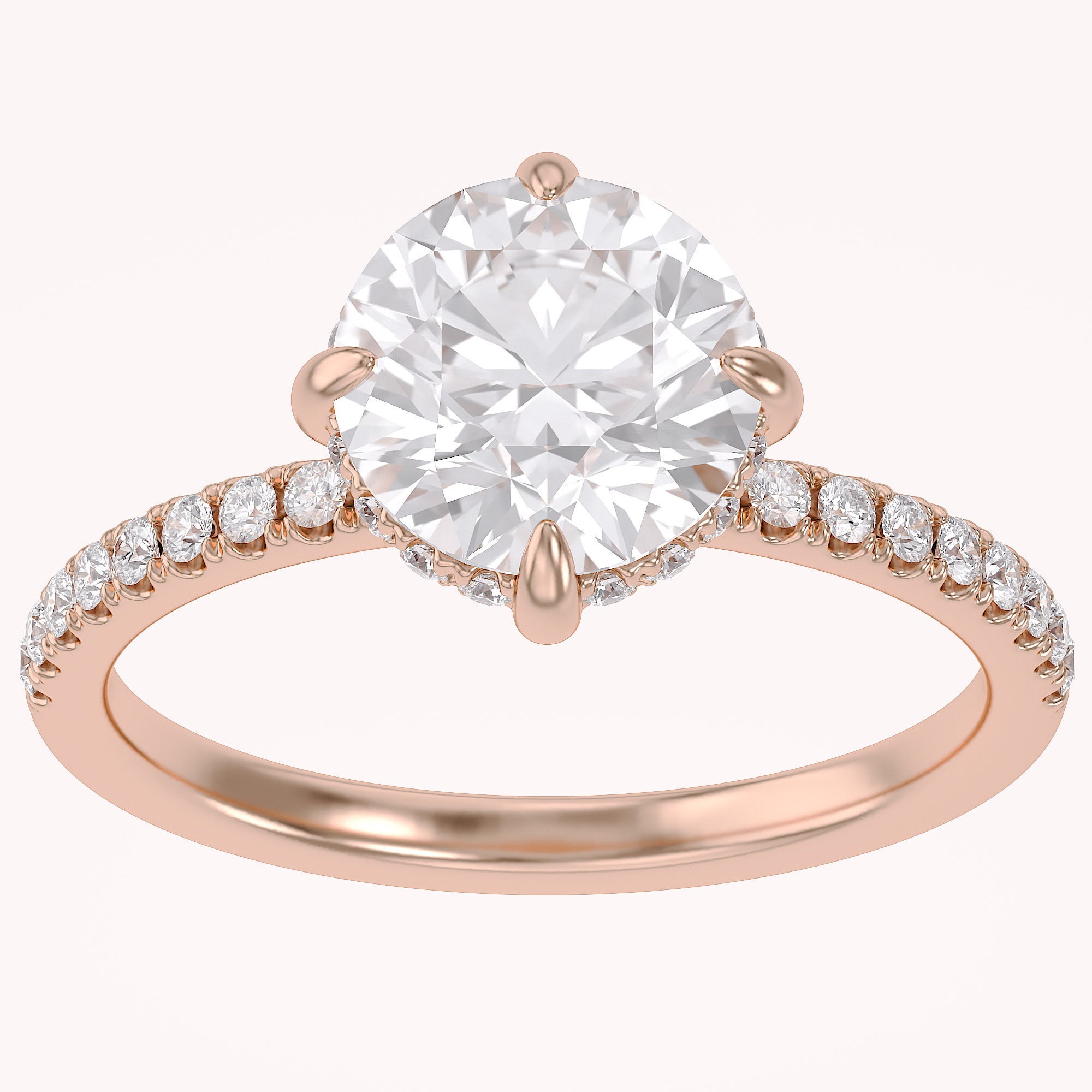 Hidden Halo Solitaire Engagement Ring Center 8.5mm Lab Grown Diamond