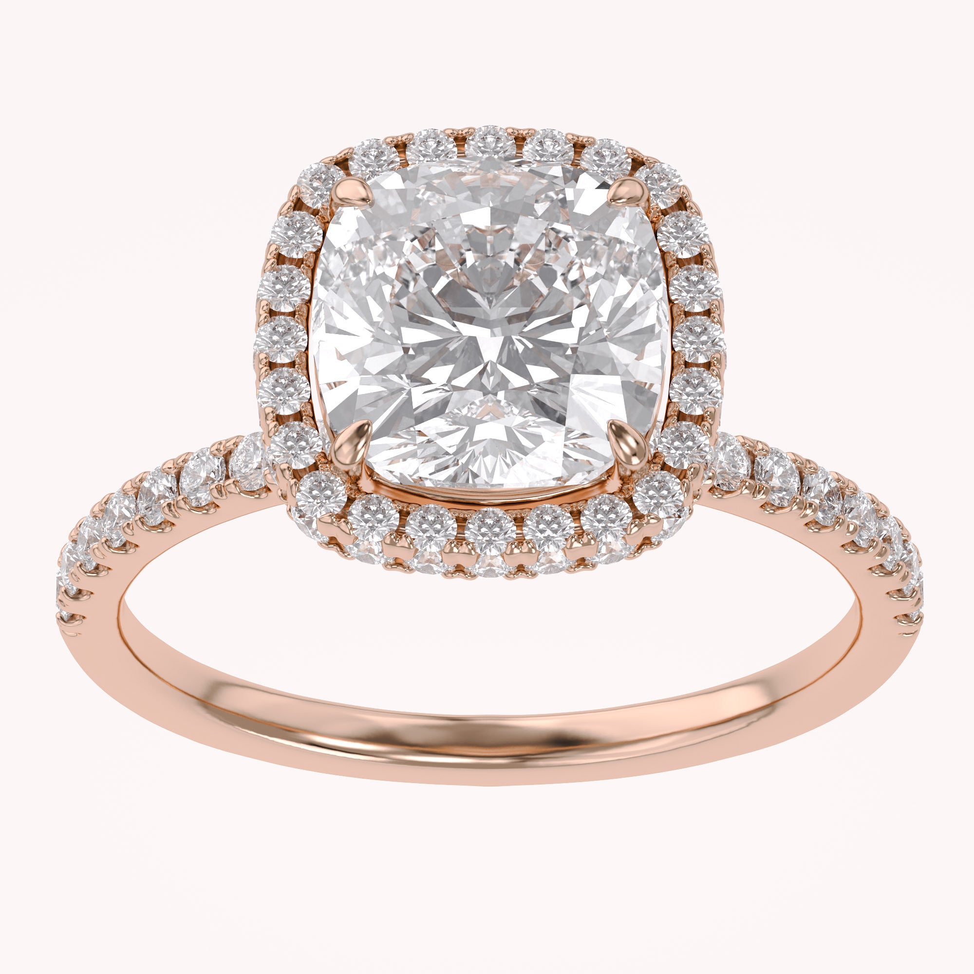 Hidden Halo Solitaire Lab Grown Diamond Engagement Ring