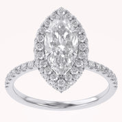 Marquise Hidden Halo Solitaire Lab Grown Diamond Engagement Ring