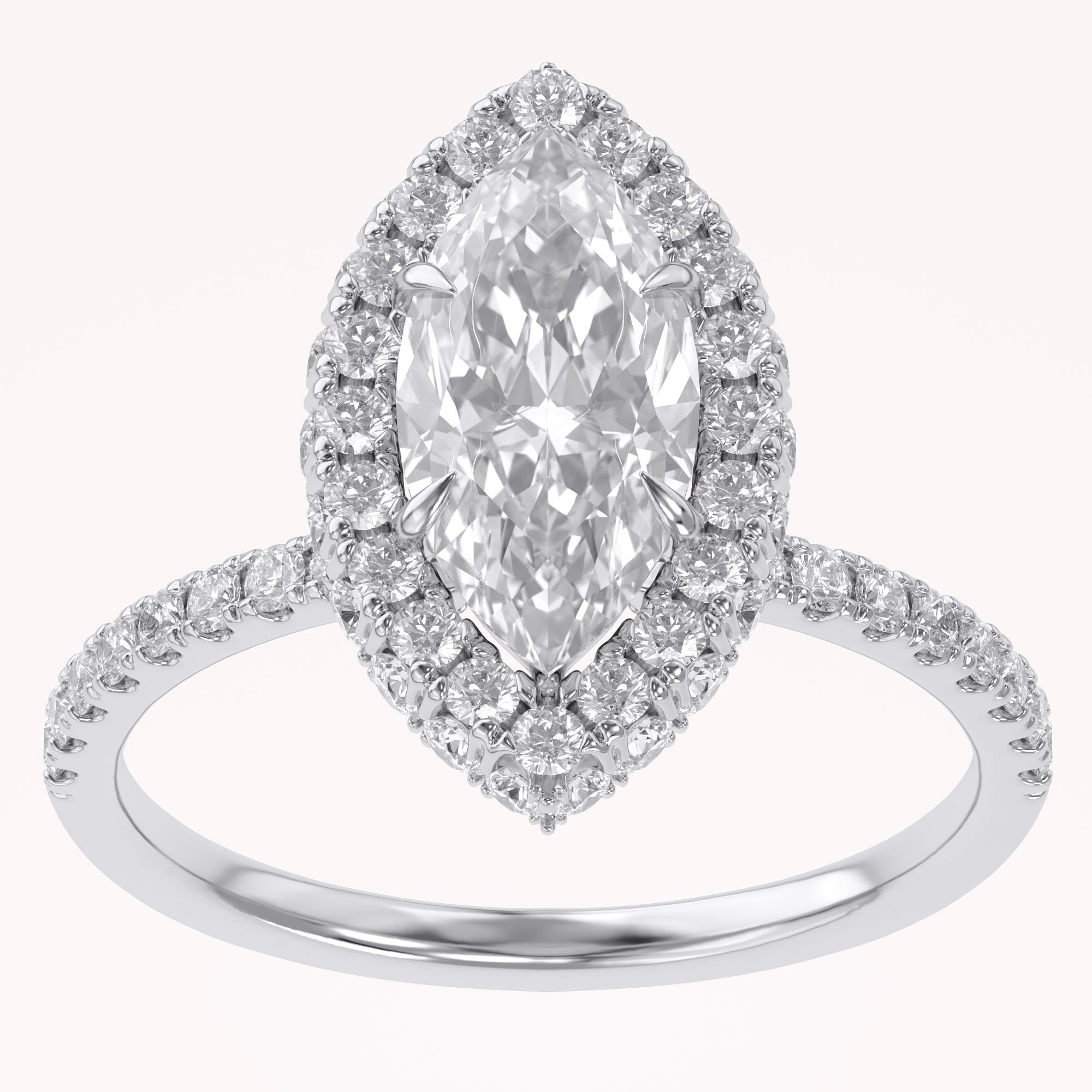 Marquise Hidden Halo Solitaire Lab Grown Diamond Engagement Ring