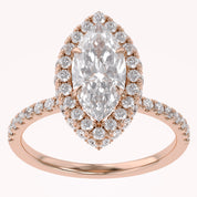 Marquise Hidden Halo Solitaire Lab Grown Diamond Engagement Ring