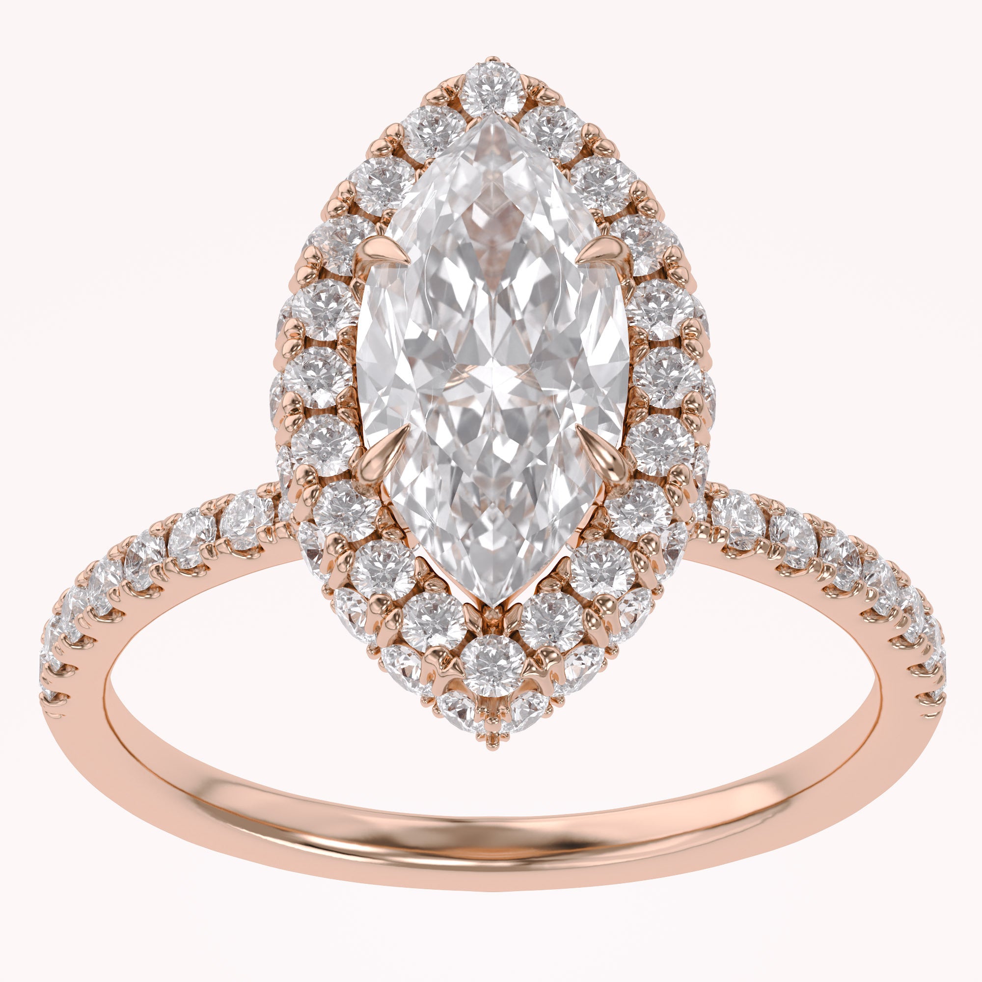 Marquise Hidden Halo Solitaire Lab Grown Diamond Engagement Ring