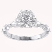 Lab Grown Diamond Half Eternity Solitaire Engagement Ring