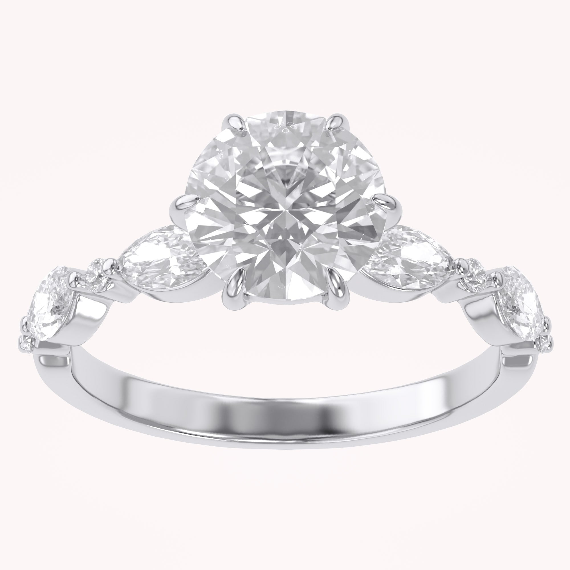 Lab Grown Diamond Half Eternity Solitaire Engagement Ring
