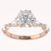 Lab Grown Diamond Half Eternity Solitaire Engagement Ring