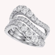 Three Row Wedding Band Ring Lab Grown Diamond
