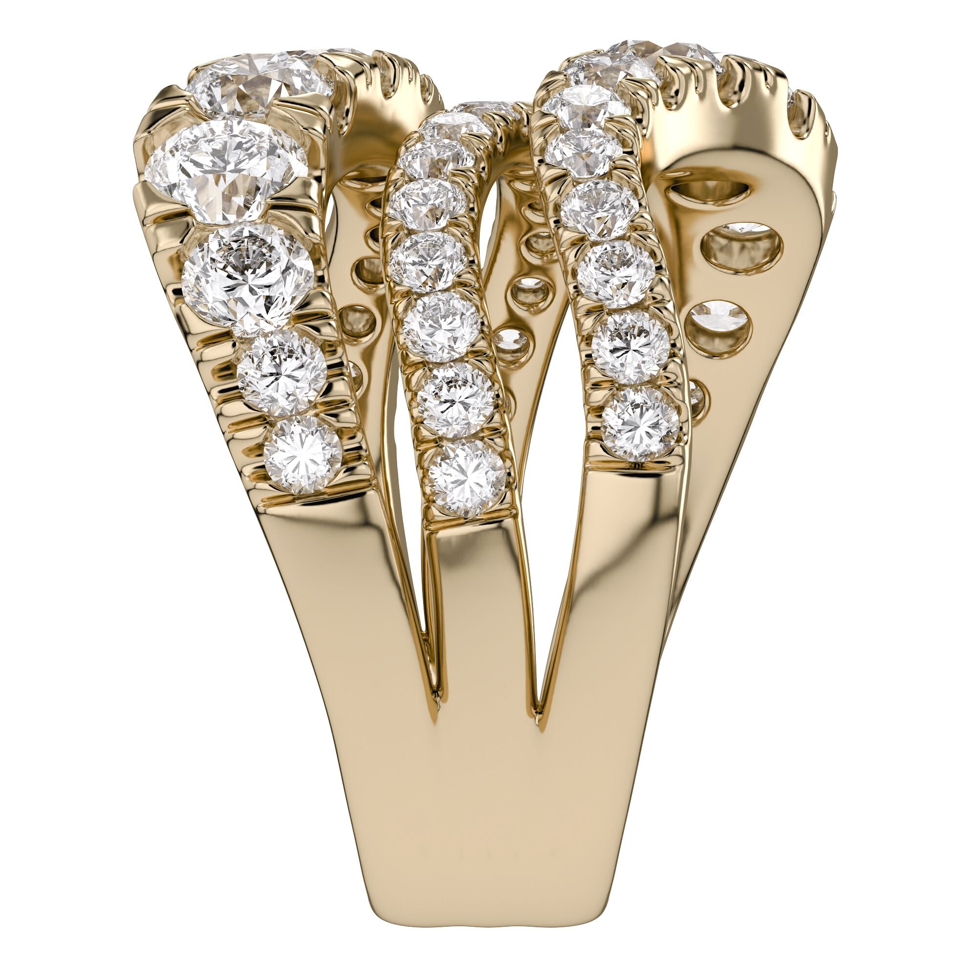 Three Row Wedding Band Ring Lab Grown Diamond
