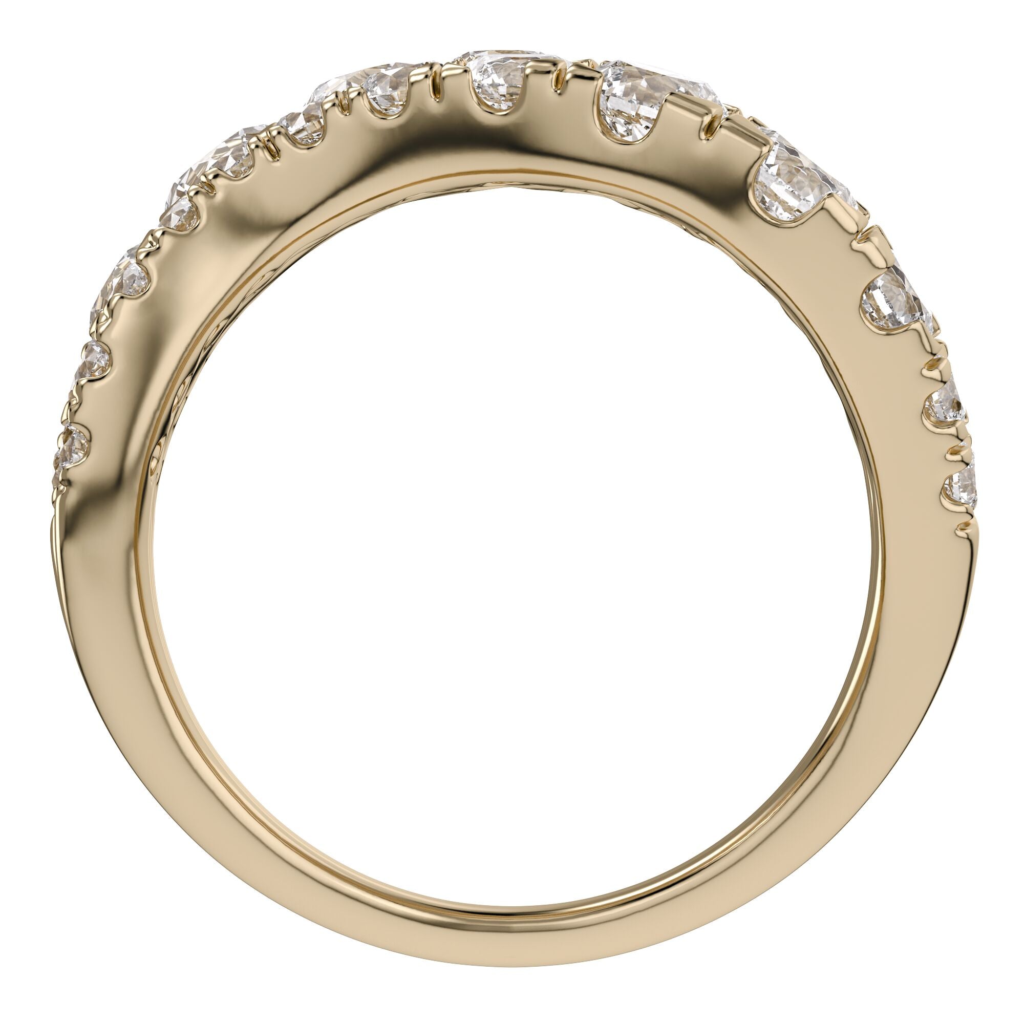 Three Row Wedding Band Ring Lab Grown Diamond