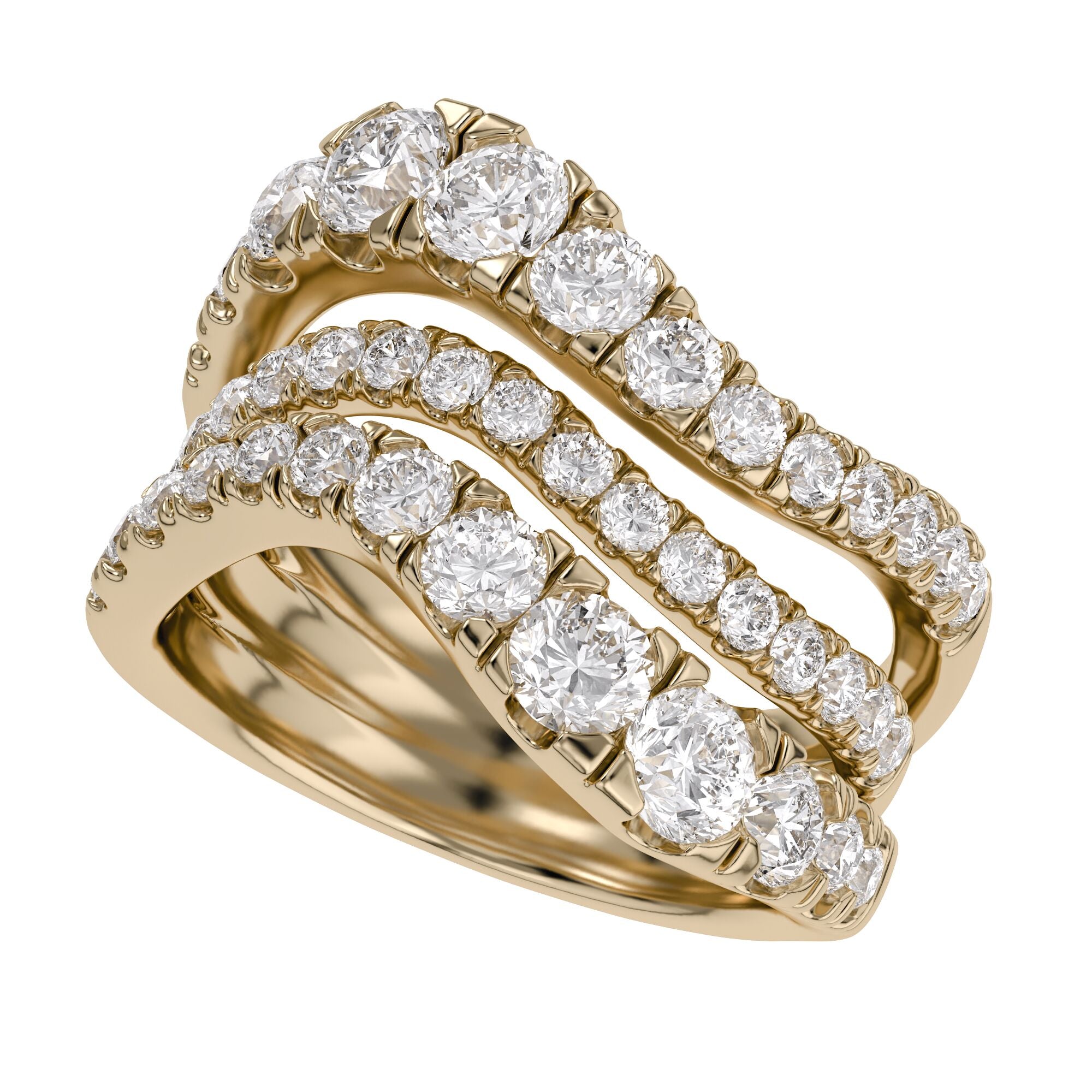 Three Row Wedding Band Ring Lab Grown Diamond