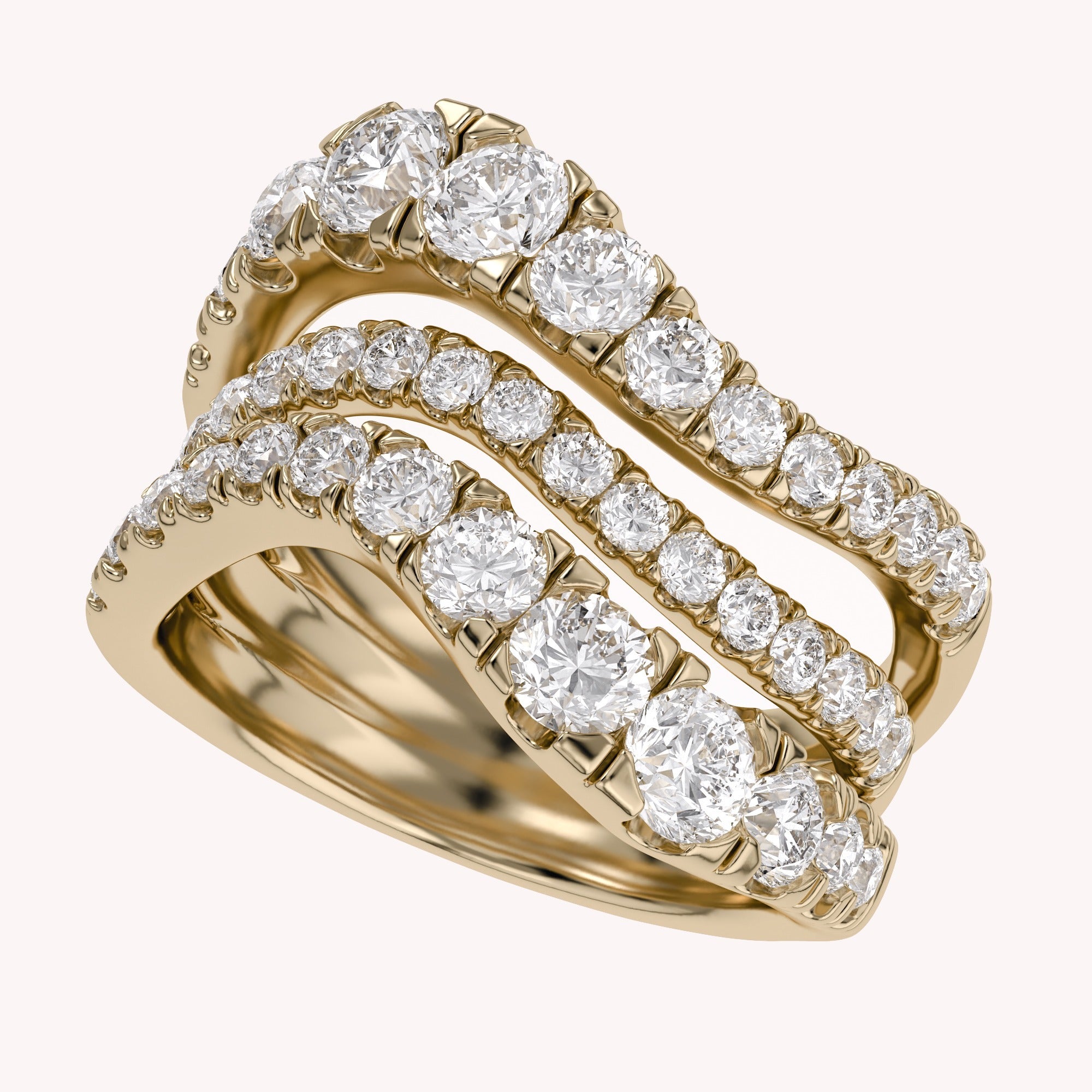 Three Row Wedding Band Ring Lab Grown Diamond