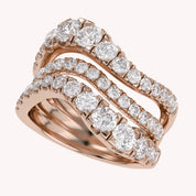 Three Row Wedding Band Ring Lab Grown Diamond