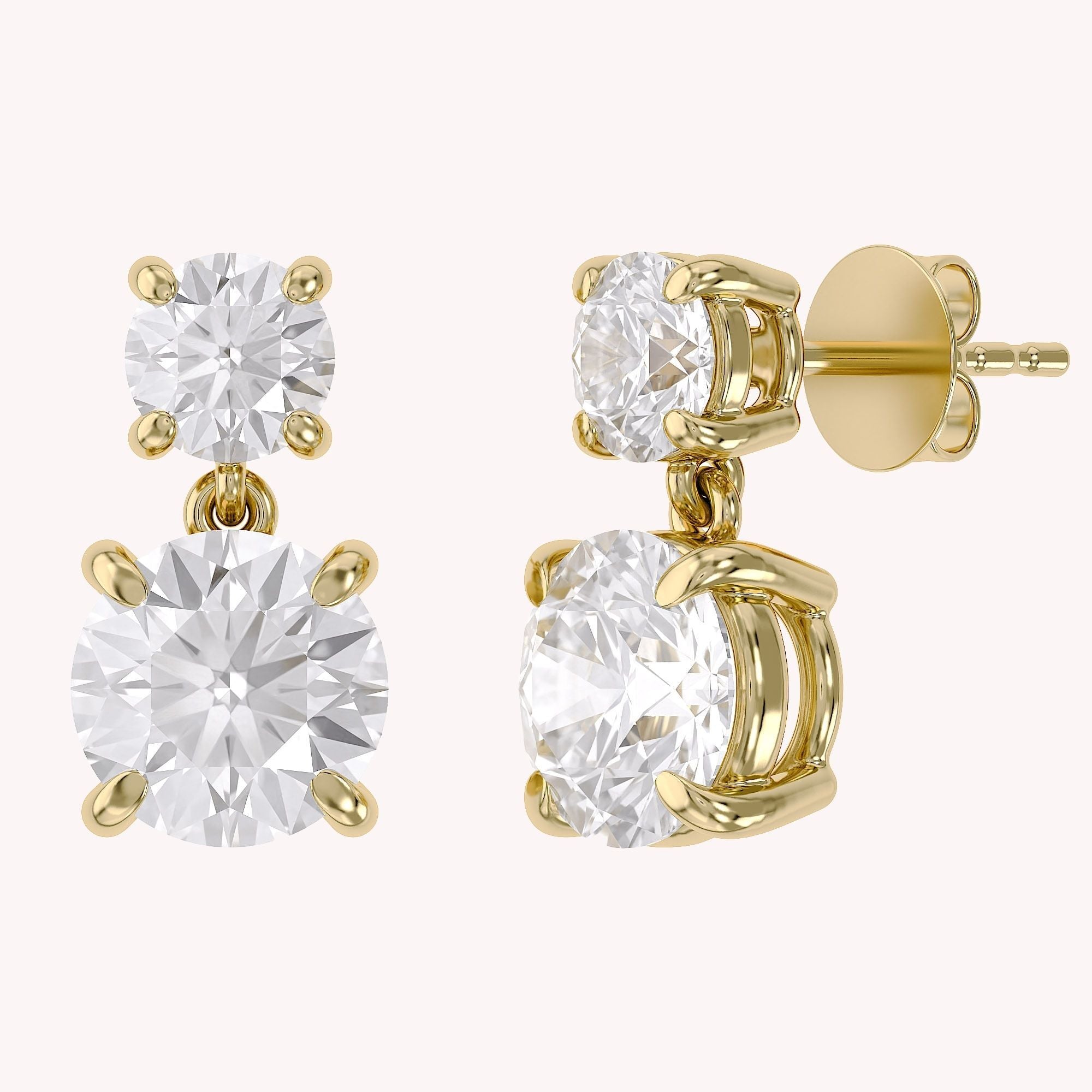 Dangle Stud Earrings 3.60 Carat Round Lab Grown Diamond