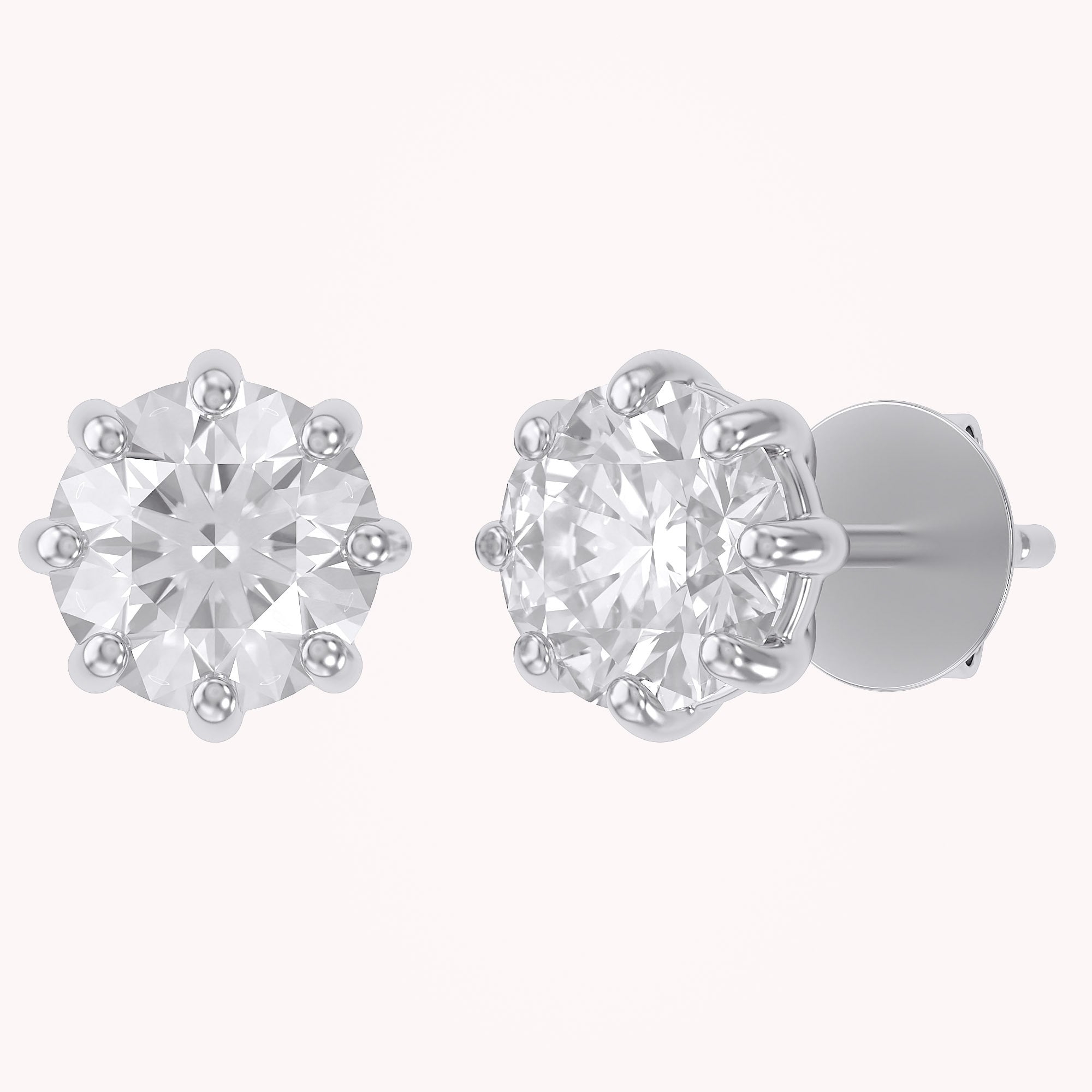 Solitaire Stud Earrings 2.50 Carat Round Lab Grown Diamond