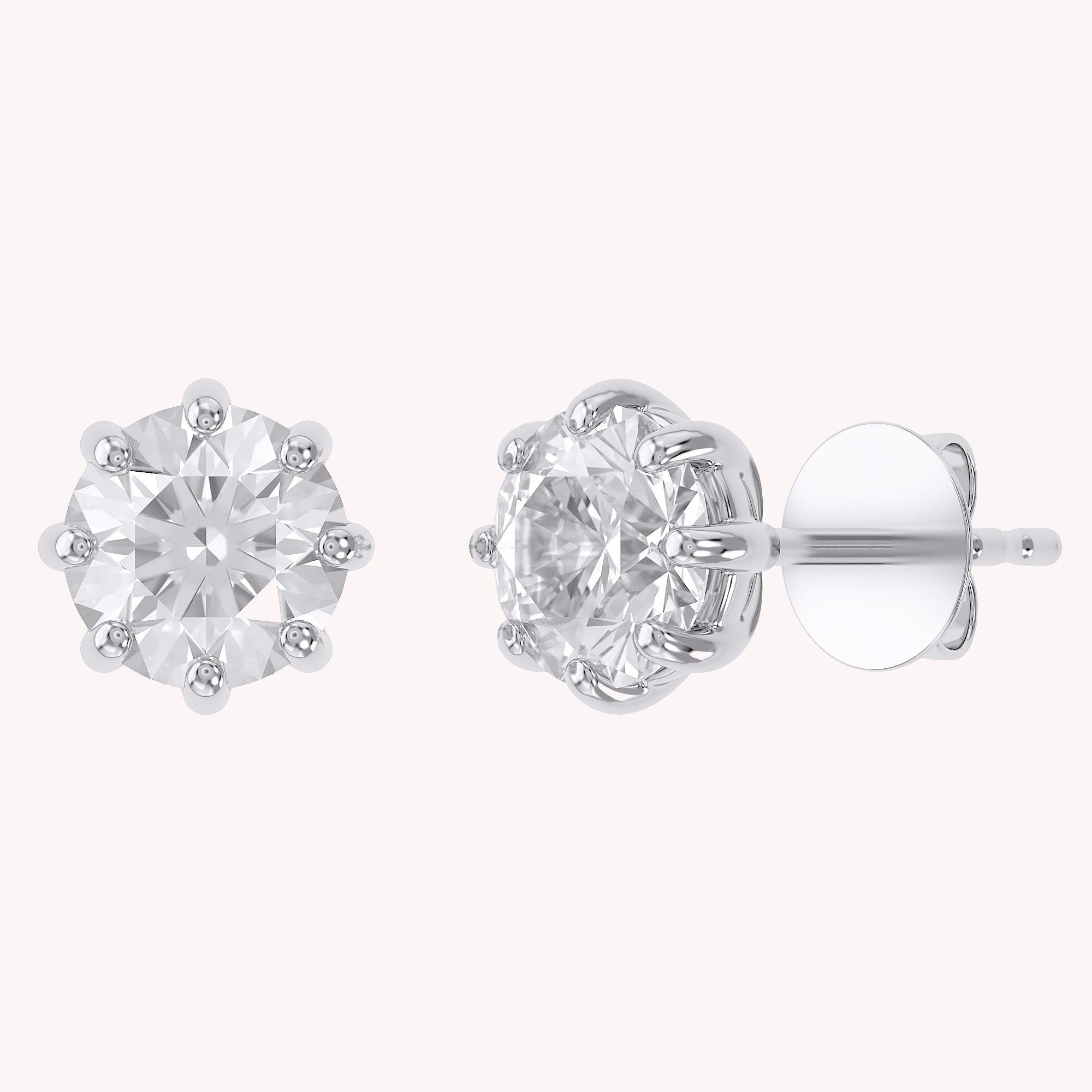 Solitaire Stud Earrings 2.50 Carat Round Lab Grown Diamond