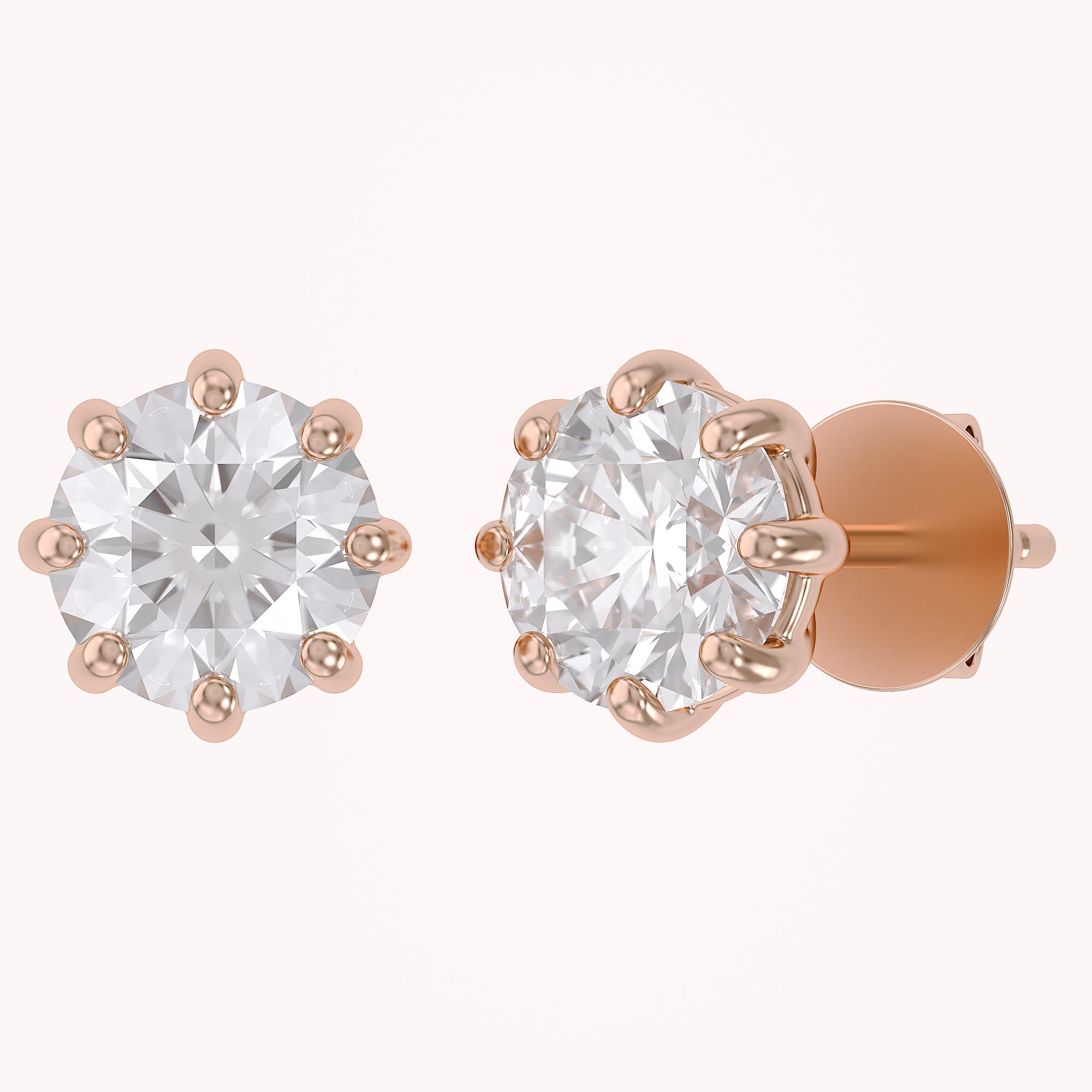 Solitaire Stud Earrings 2.50 Carat Round Lab Grown Diamond