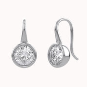 Solitare Fish Hook Drop Dangle Earrings Lab Grown Diamond