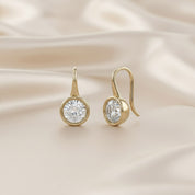 Solitare Fish Hook Drop Dangle Earrings Lab Grown Diamond
