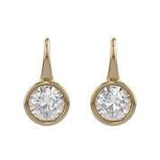 Solitare Fish Hook Drop Dangle Earrings Lab Grown Diamond