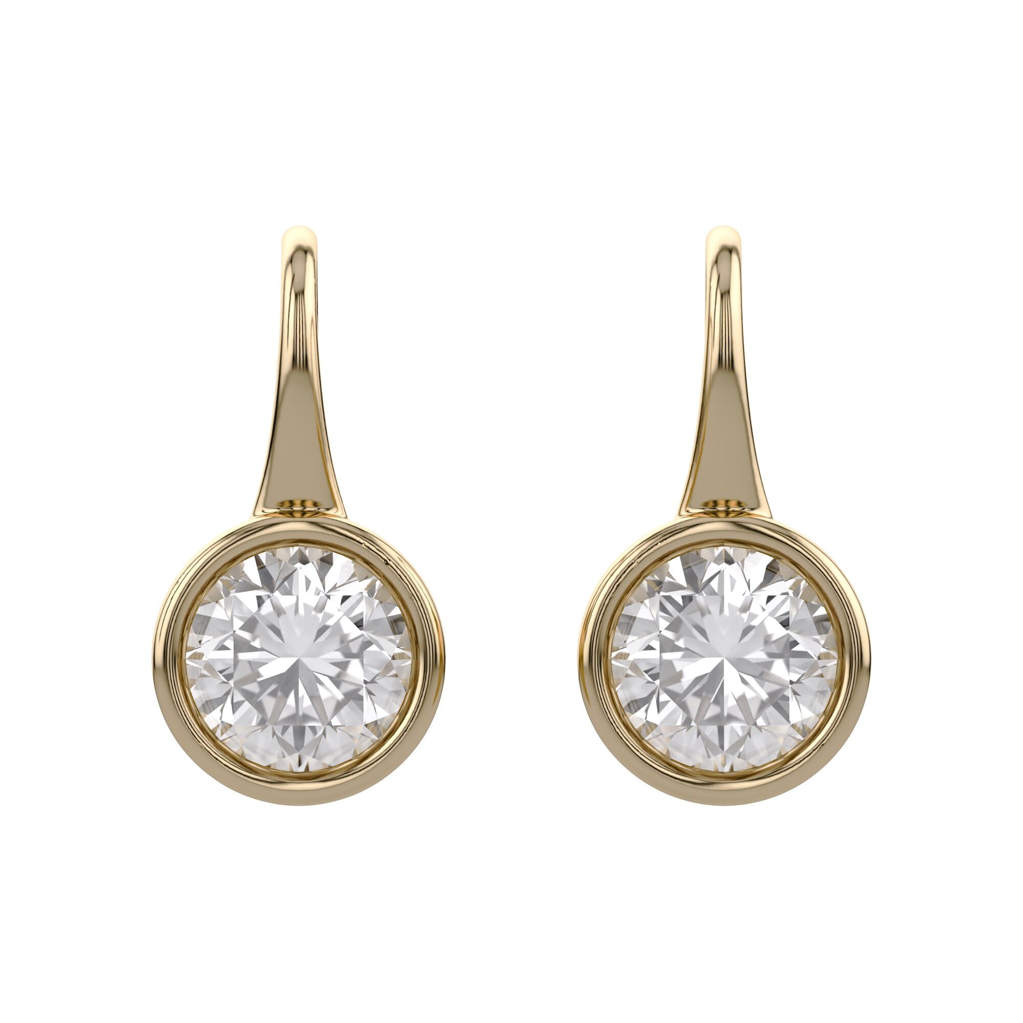 Solitare Fish Hook Drop Dangle Earrings Lab Grown Diamond