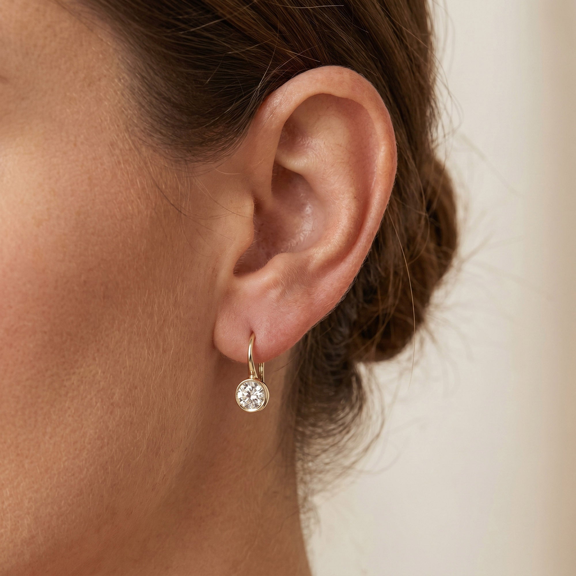 Solitare Fish Hook Drop Dangle Earrings Lab Grown Diamond