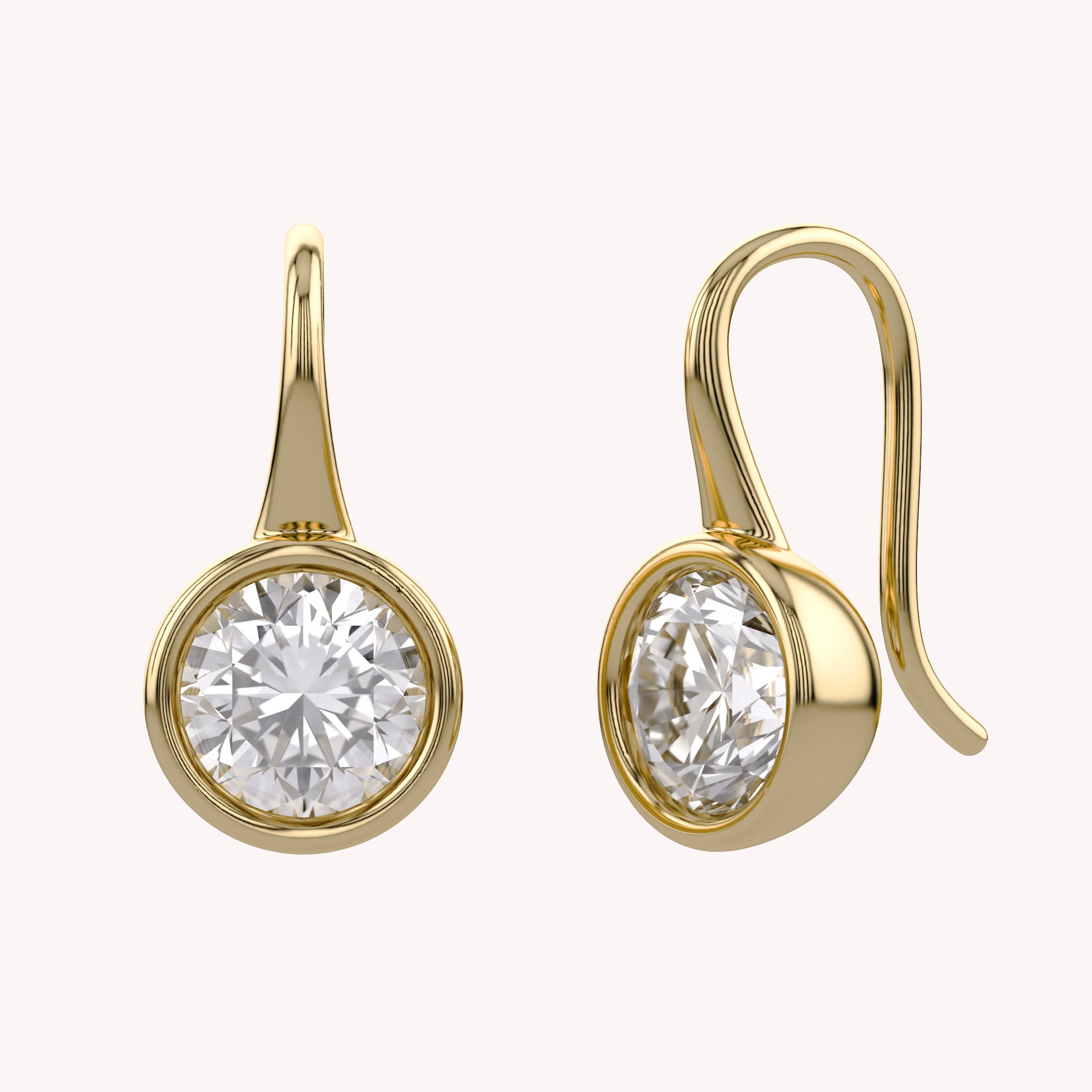 Solitare Fish Hook Drop Dangle Earrings Lab Grown Diamond
