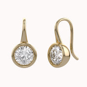 Solitare Fish Hook Drop Dangle Earrings Lab Grown Diamond