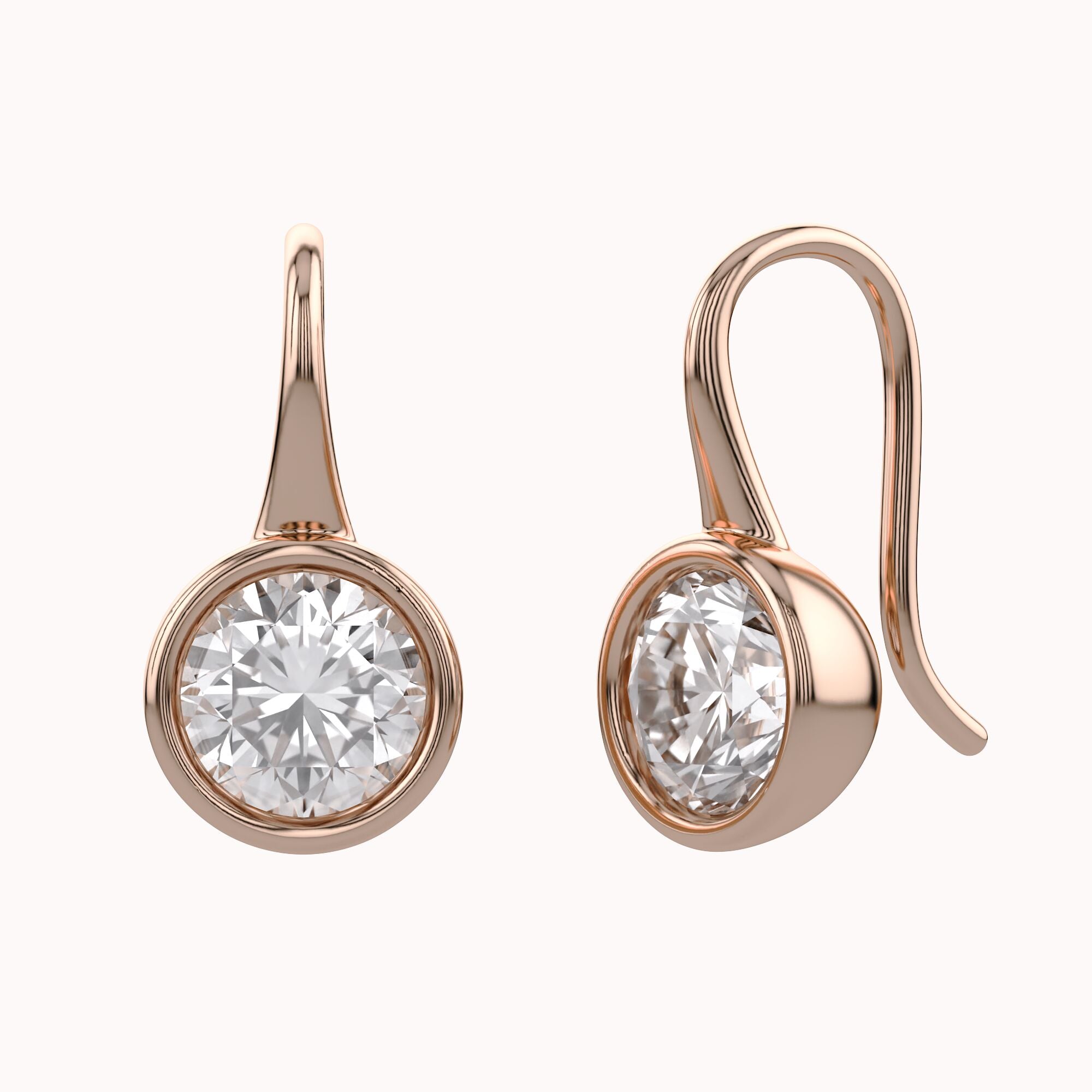 Solitare Fish Hook Drop Dangle Earrings Lab Grown Diamond