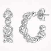 Half Hoop Earrings Bezel Set Lab Grown Diamond