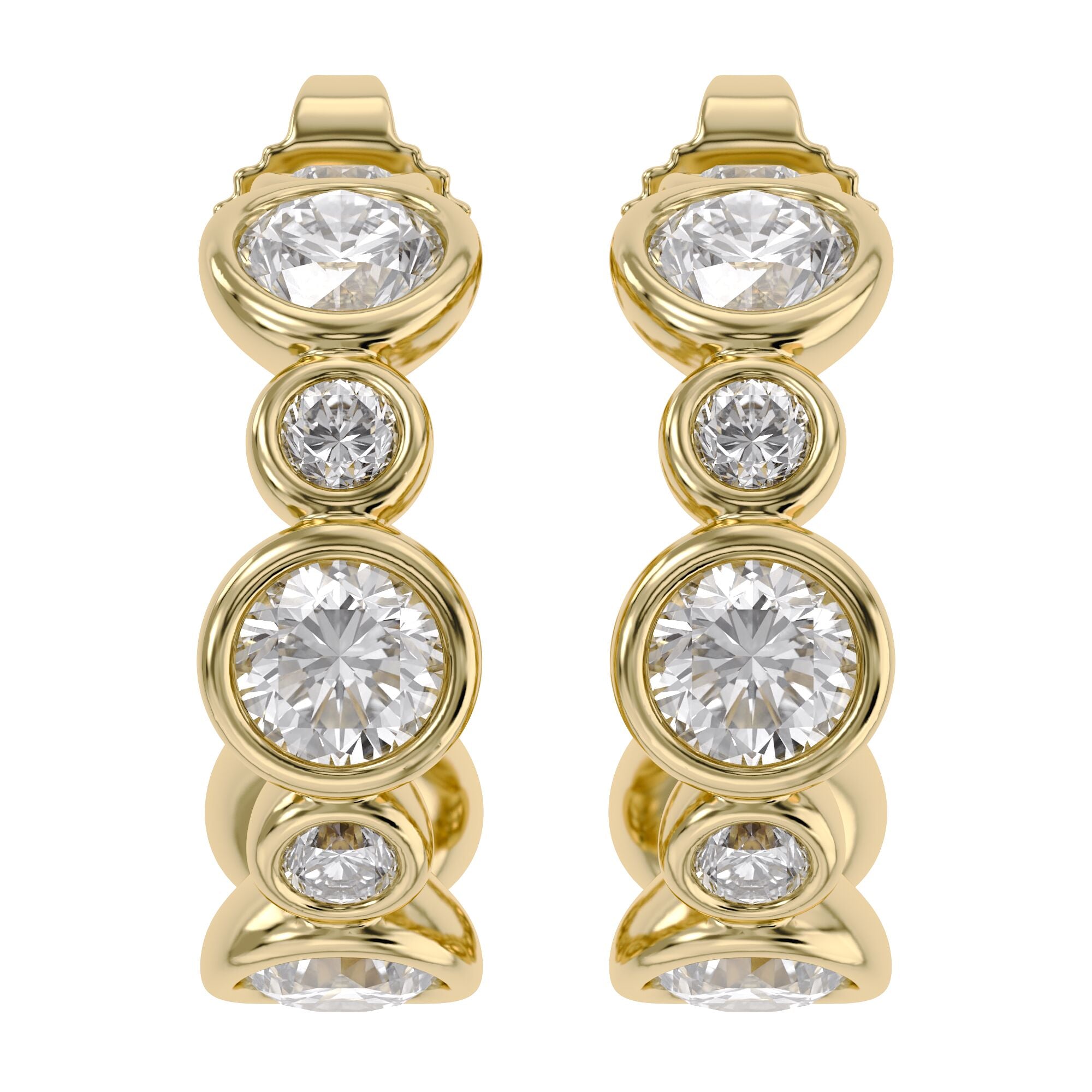 Half Hoop Earrings Bezel Set Lab Grown Diamond