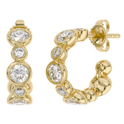 Half Hoop Earrings Bezel Set Lab Grown Diamond