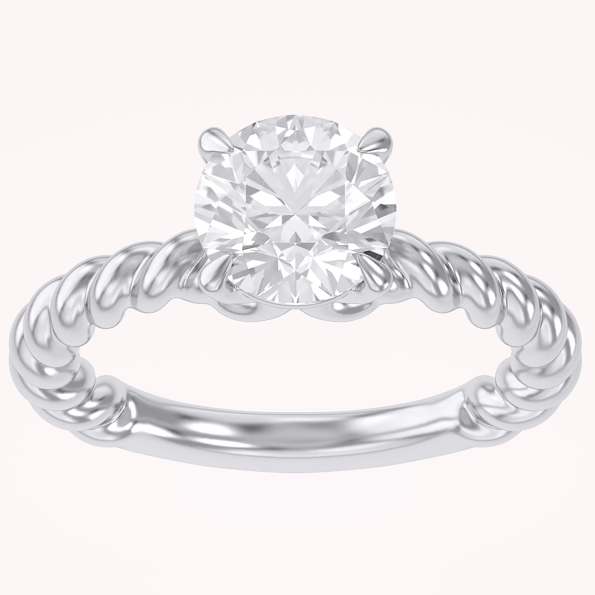 Twisted Rope Solitaire Engagement Ring Lab Grown Diamond