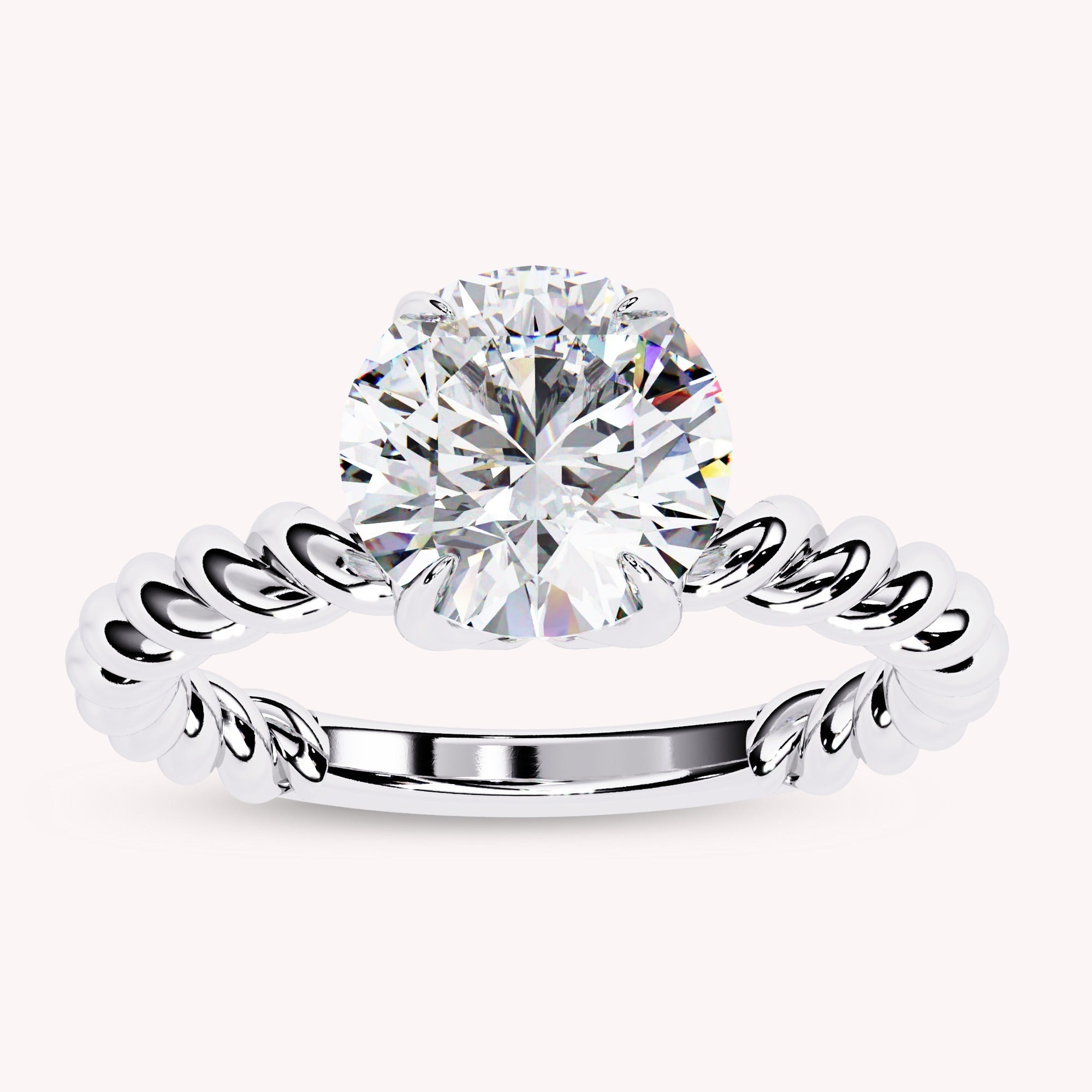 Twisted Rope Solitaire Engagement Ring Lab Grown Diamond