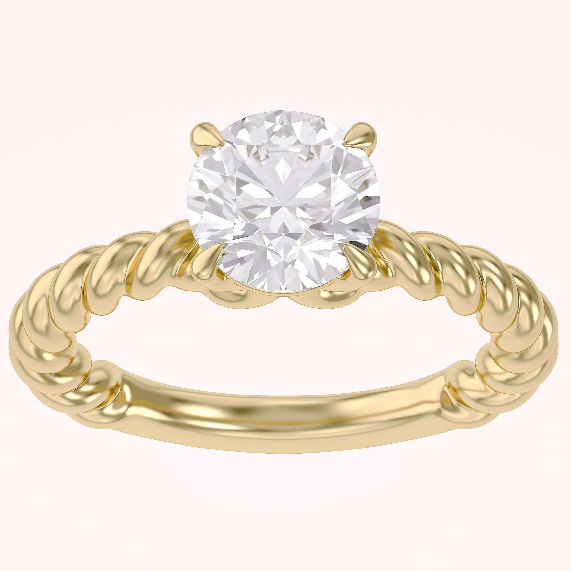 Twisted Rope Solitaire Engagement Ring Lab Grown Diamond