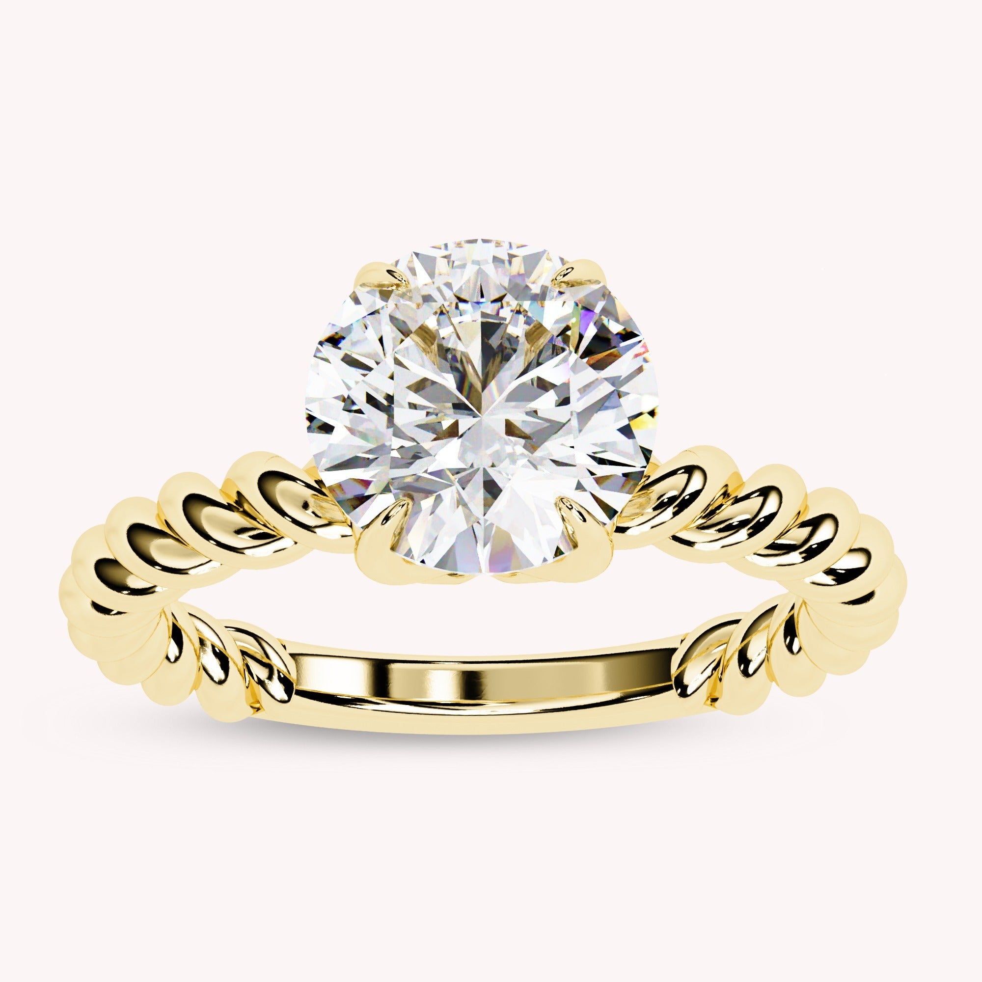 Twisted Rope Solitaire Engagement Ring Lab Grown Diamond