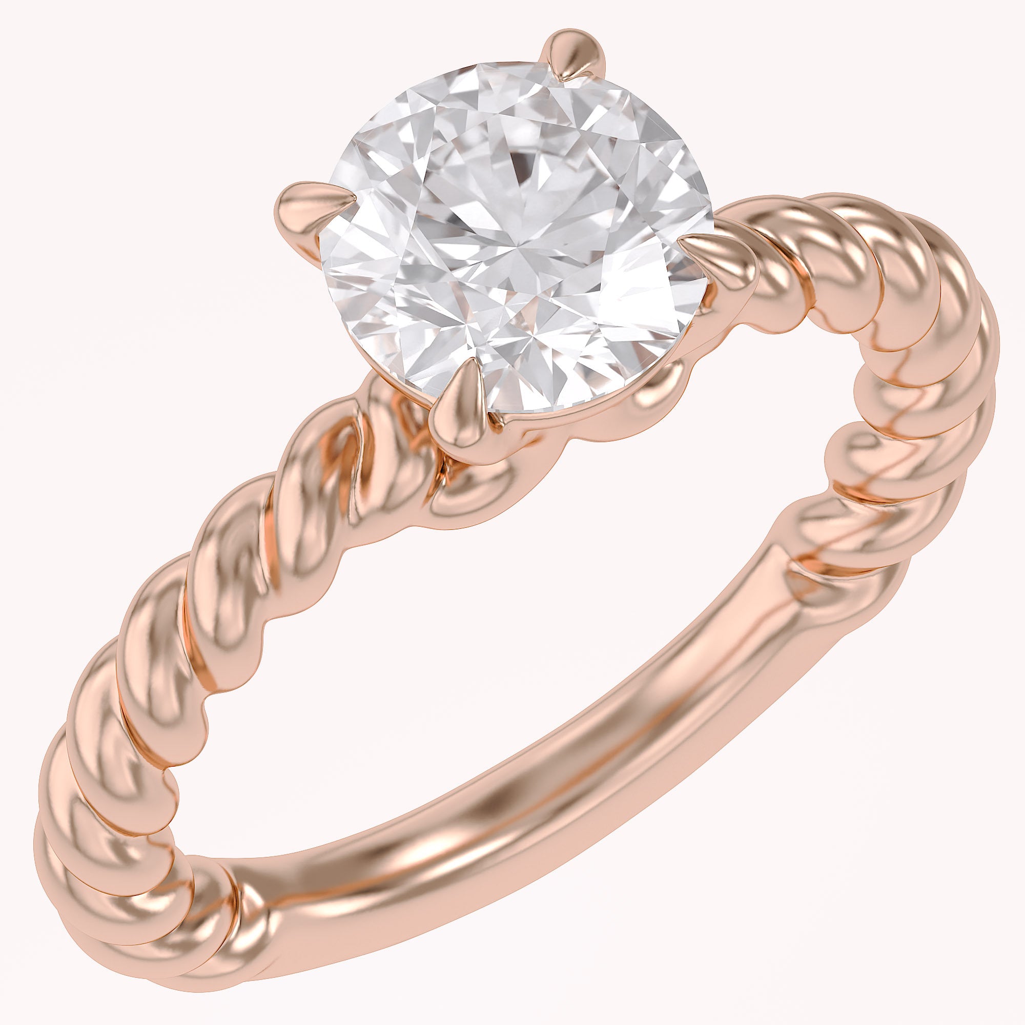 Twisted Rope Solitaire Engagement Ring Lab Grown Diamond