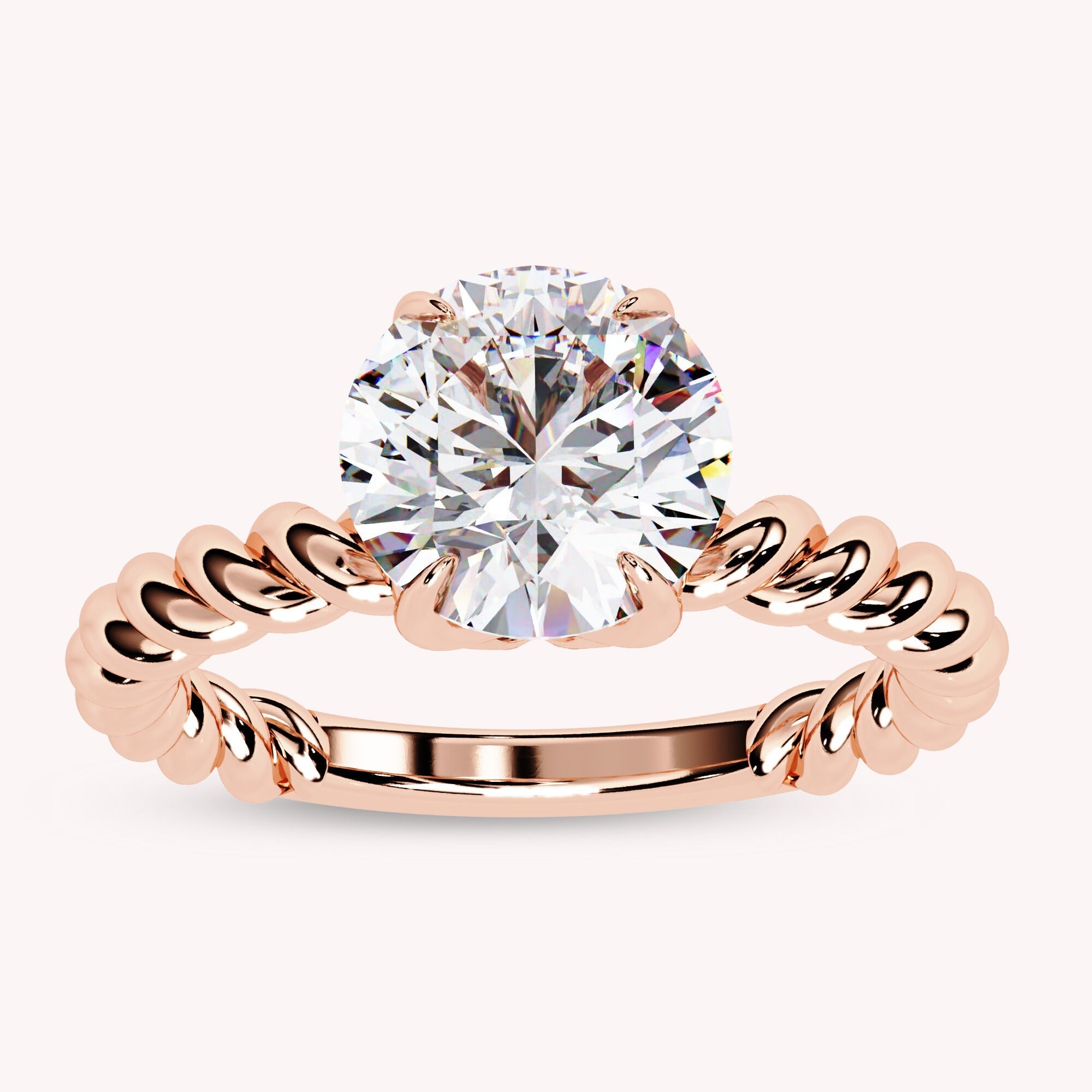 Twisted Rope Solitaire Engagement Ring Lab Grown Diamond