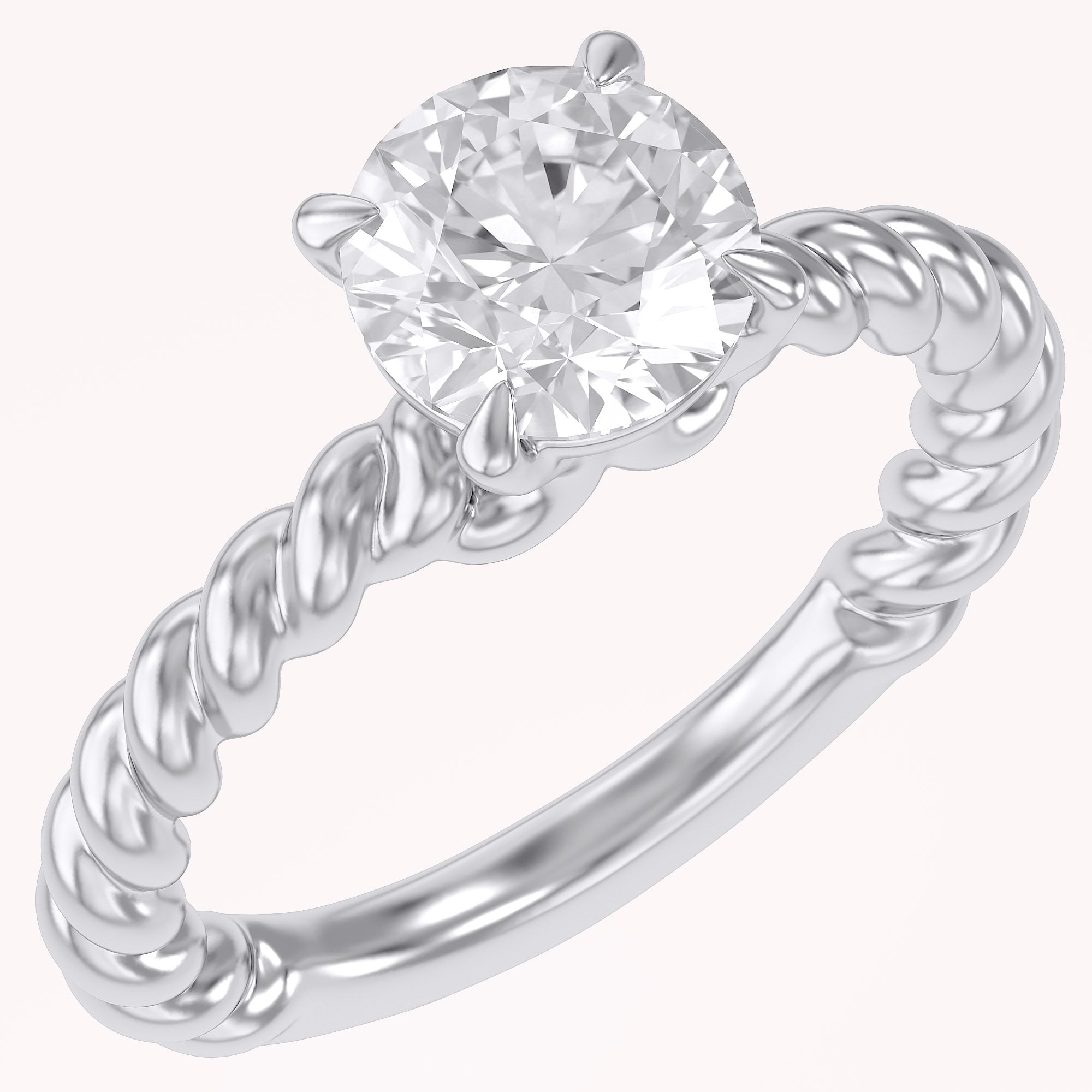 Twisted Rope Solitaire Engagement Ring Lab Grown Diamond