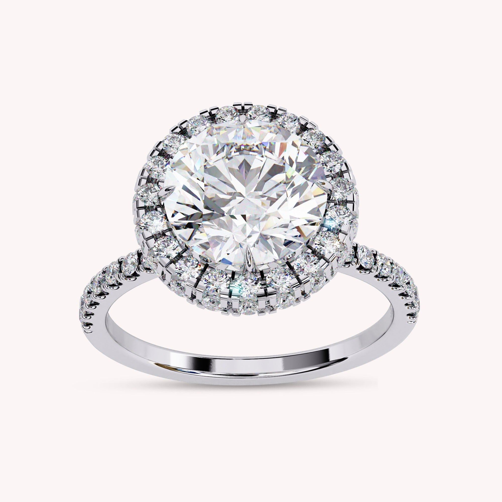 Hidden Halo Solitaire Engagement Ring 8.5mm Lab Grown Diamond