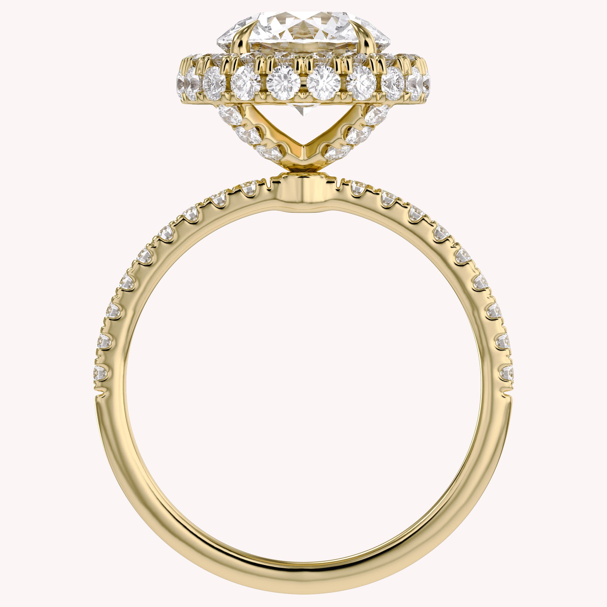 Hidden Halo Solitaire Engagement Ring 8.5mm Lab Grown Diamond