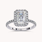 Halo Solitaire Engagement Ring 8X6mm Lab Grown Diamond