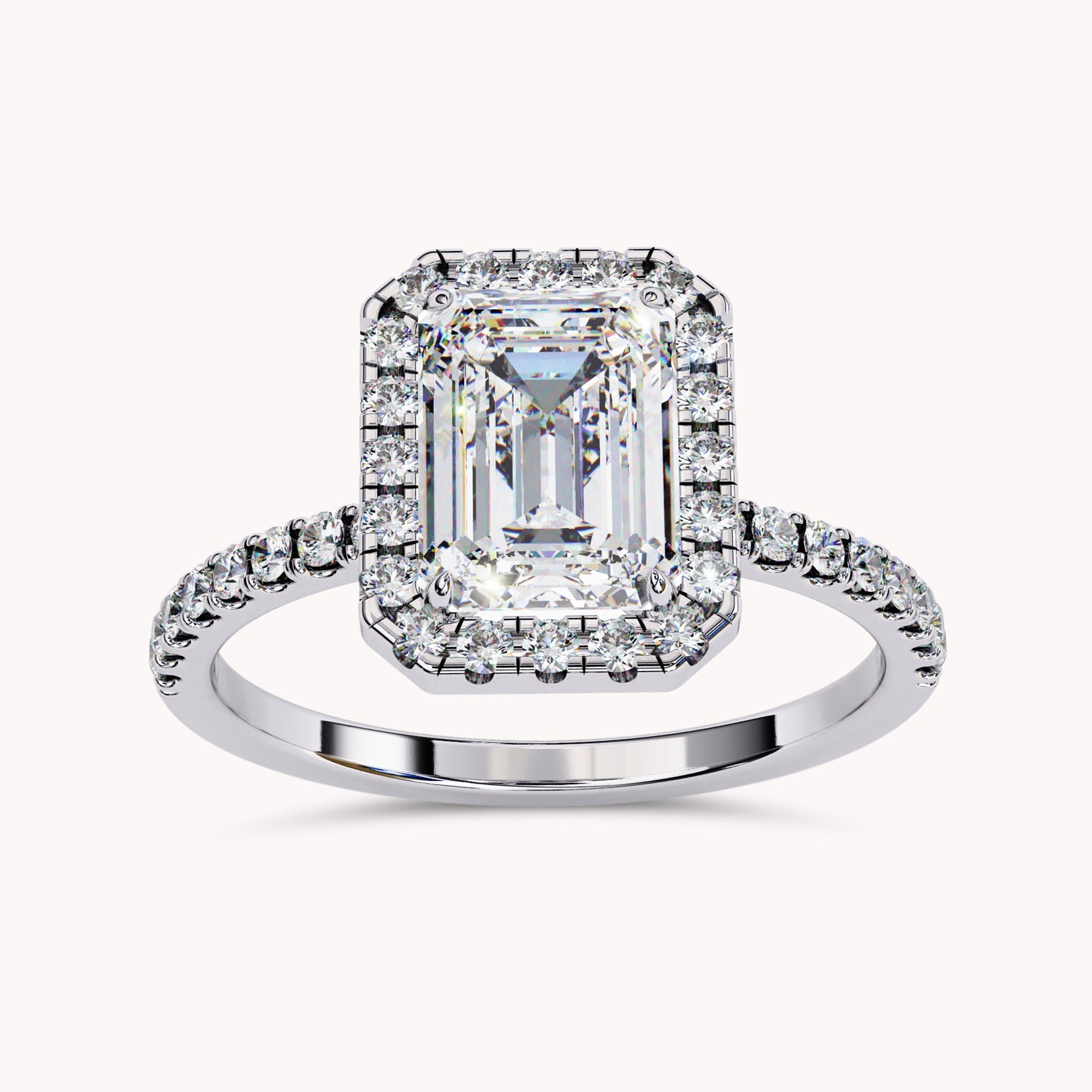 Halo Solitaire Engagement Ring 8X6mm Lab Grown Diamond
