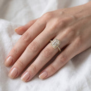 Halo Solitaire Engagement Ring 8X6mm Lab Grown Diamond