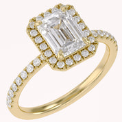 Halo Solitaire Engagement Ring 8X6mm Lab Grown Diamond