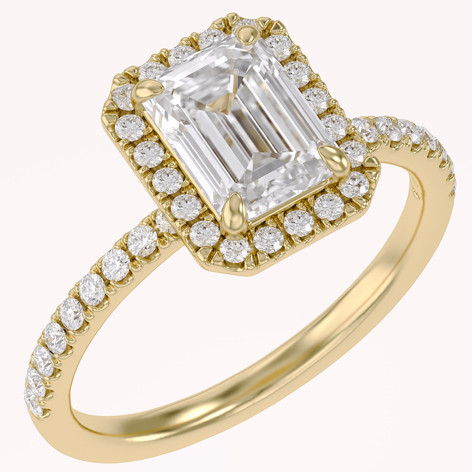 Halo Solitaire Engagement Ring 8X6mm Lab Grown Diamond
