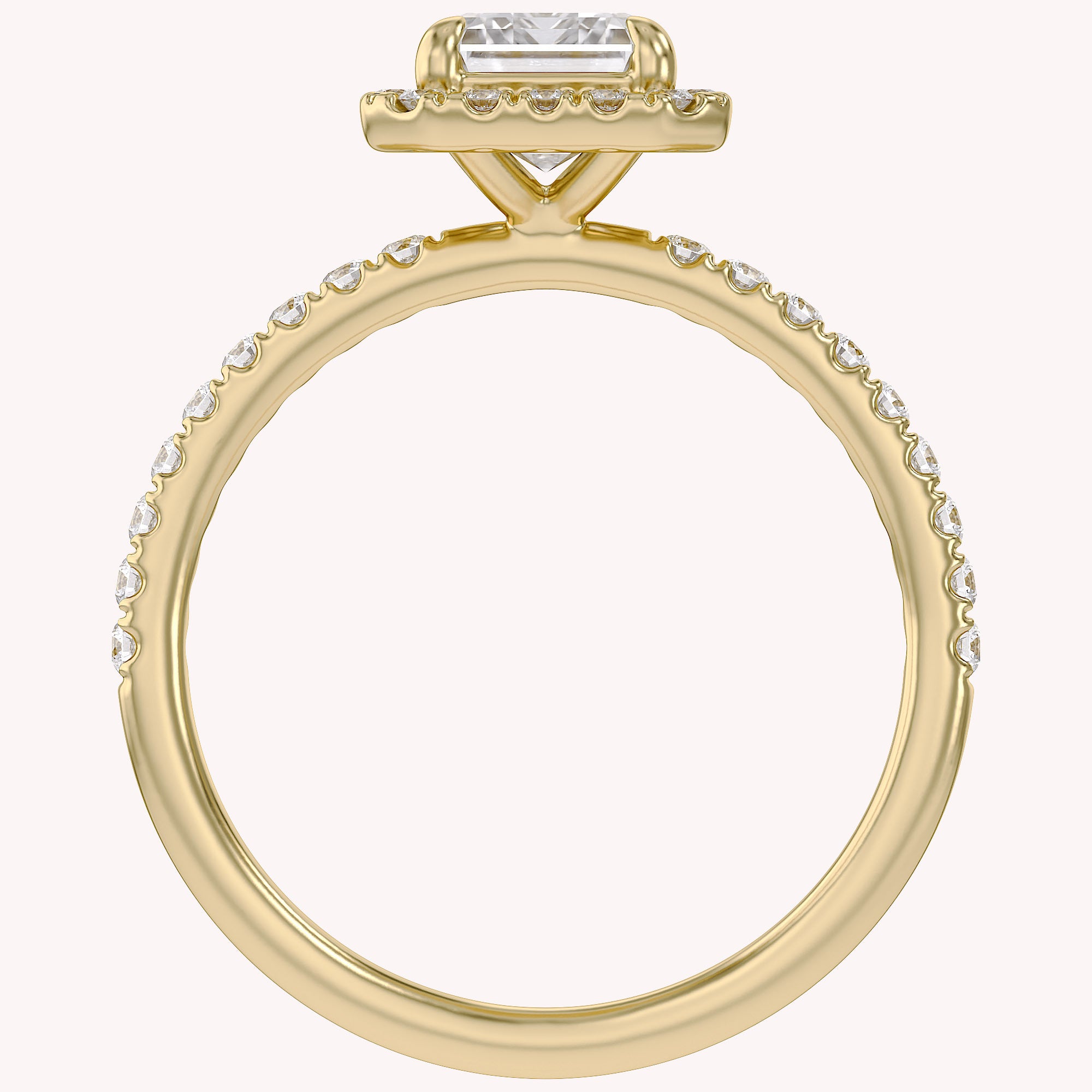 Halo Solitaire Engagement Ring 8X6mm Lab Grown Diamond