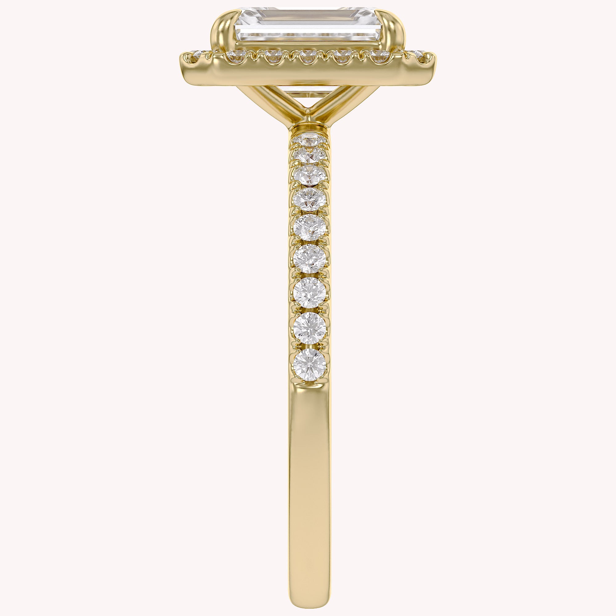 Halo Solitaire Engagement Ring 8X6mm Lab Grown Diamond