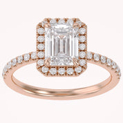 Halo Solitaire Engagement Ring 8X6mm Lab Grown Diamond