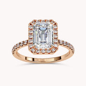Halo Solitaire Engagement Ring 8X6mm Lab Grown Diamond