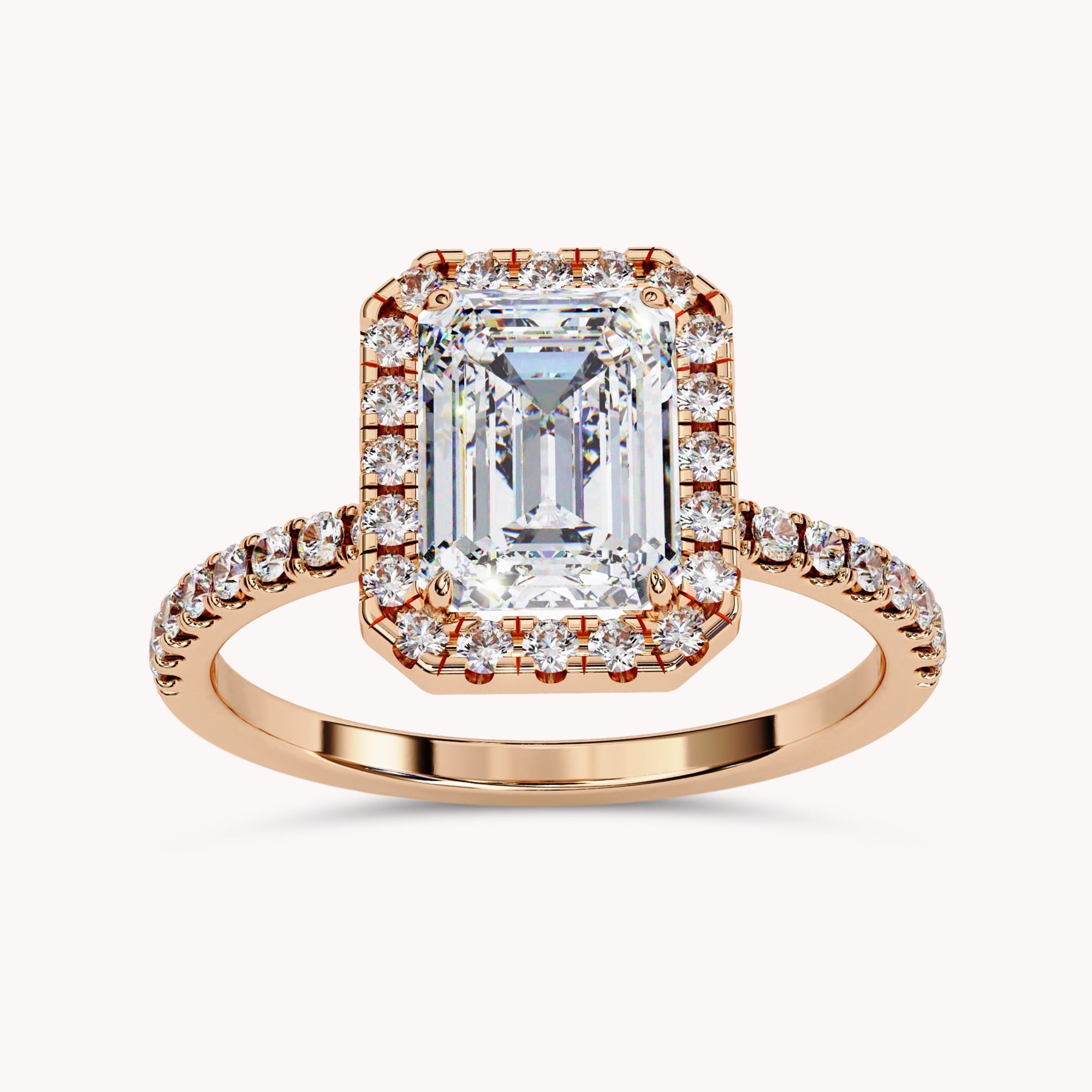 Halo Solitaire Engagement Ring 8X6mm Lab Grown Diamond