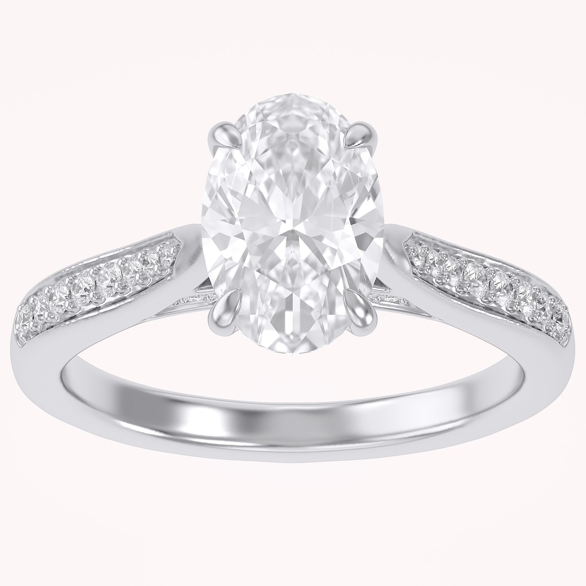 Solitaire Engagement Ring 10.5x7mm Oval & Round Lab Grown Diamond